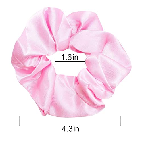 FAMEZA 12 Pieces Satin Hair Scrunchies Elastic Hair Bobbles Scrunchy Hair Ties Ponytail Holder Hair Elastic, Pink Lovers - Image 2