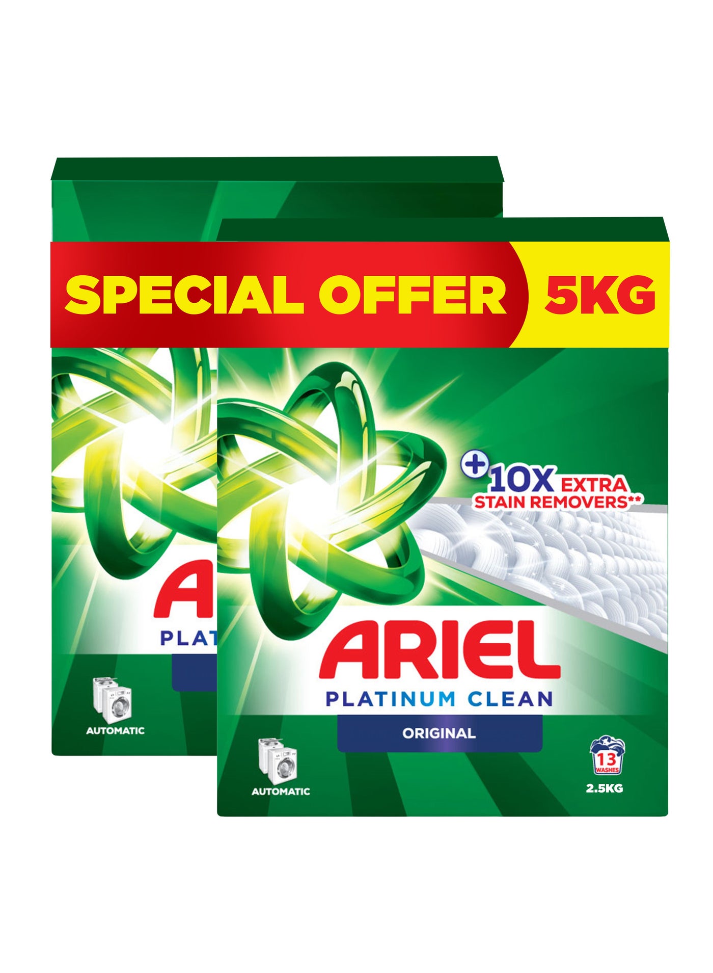 Ariel Platinum Clean Original Laundry Detergent Powder, Automatic, 5kg