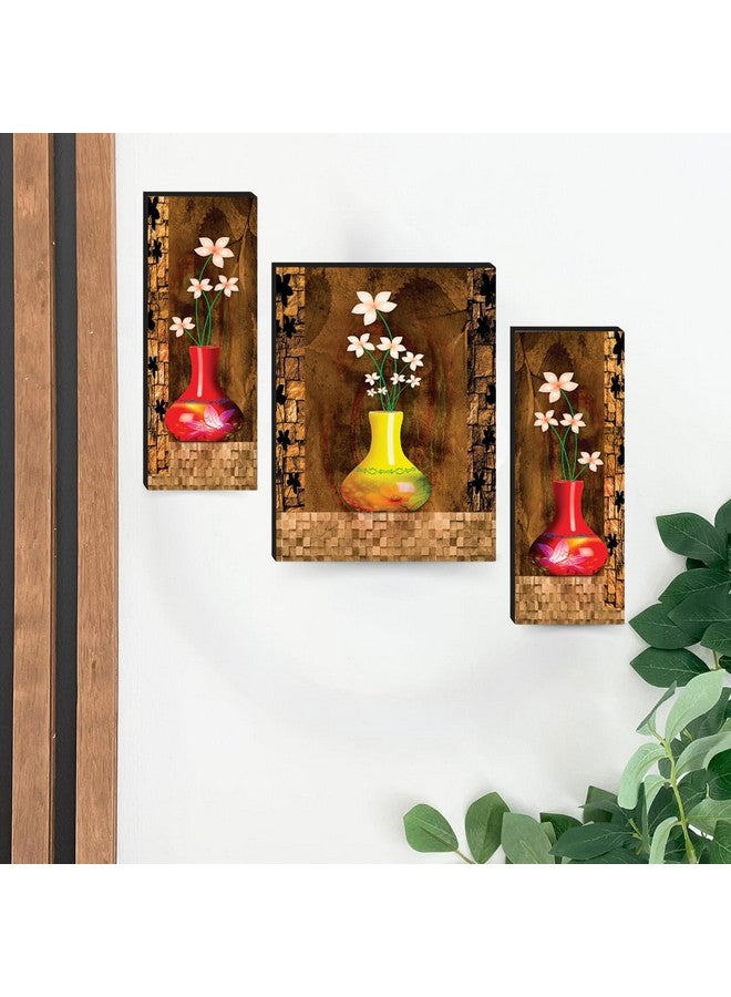 Masstone Flower Pots for Home Decoration | Floral Paintings for Living Room (12x18 Inch) | Wall Painting With Frame Set of 3 | Painting for Bedroom, Wall Decoration - Image 4