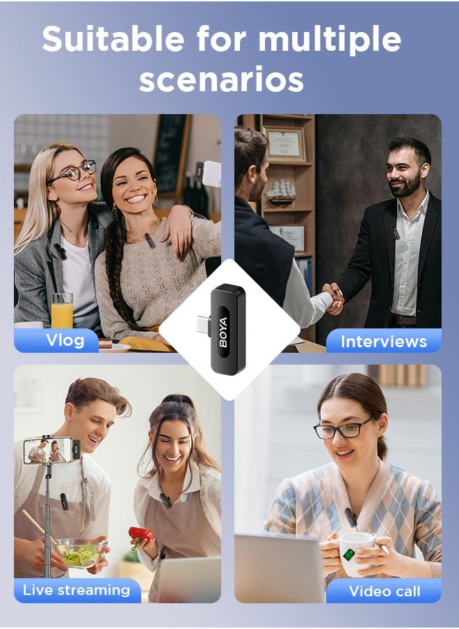 BOYA - BOYA BY-V20 Wireless Lavalier Microphone for USB-C Interface Device,Noise Noise-cancelling Mini Condenser for Video Audio Recording - Image 1