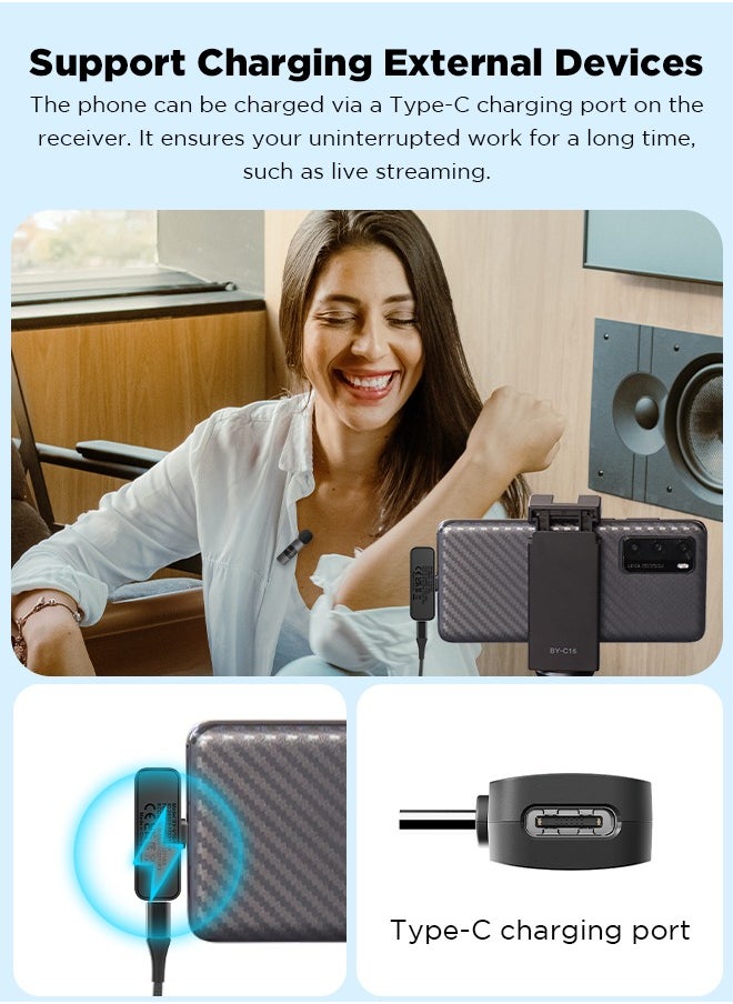 BOYA - BOYA BY-V20 Wireless Lavalier Microphone for USB-C Interface Device,Noise Noise-cancelling Mini Condenser for Video Audio Recording - Image 1