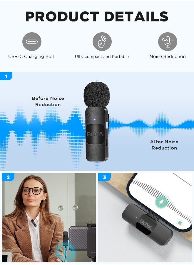 BOYA BY-V20 Wireless Lavalier Microphone for USB-C Interface Device,Noise Noise-cancelling Mini Condenser for Video Audio Recording - pzsku/ZA46EF3DE727ACC419B1BZ/45/_/1701747468/a61fd036-bdc6-4c08-9551-29c34a9897a1