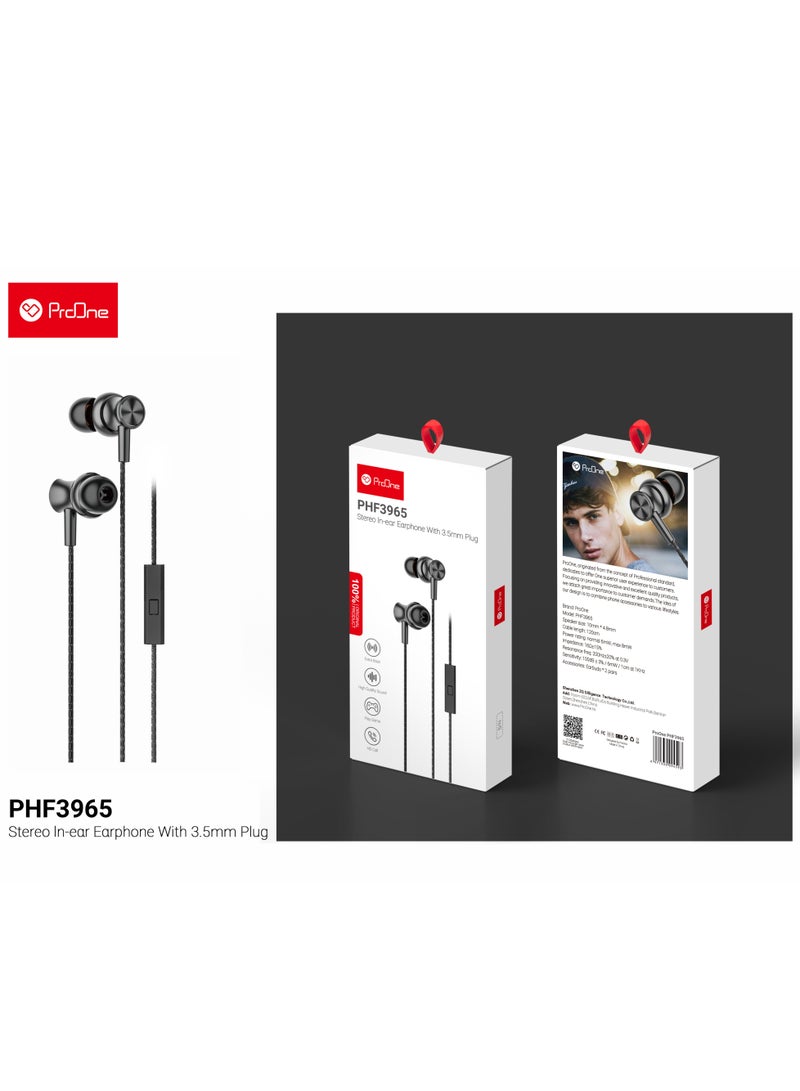 ProOne ProOne PHF36965 Extra Bass Earphones with 3.5mm Plug, High-Quality Sound, HD Call & Gaming, 10mm Speakers, Comfortable Design with 2 Pairs of Extra Earbuds.  - Image 2