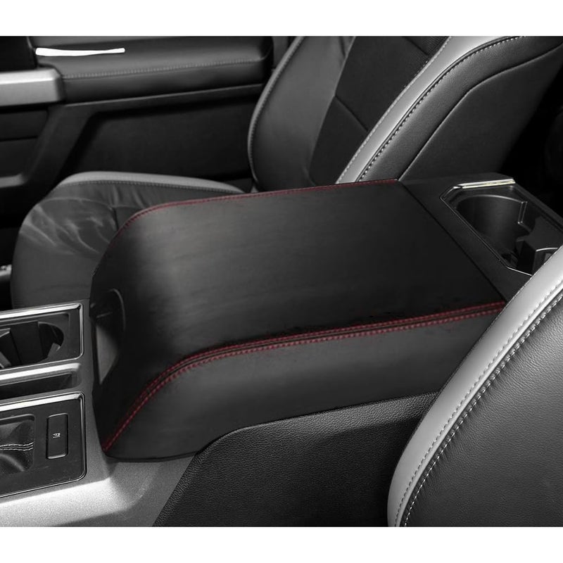 DEYTOP Center Console Cover for Ford F150 20152020 F250 F350 F450 20172022 Accessories Console Armrest Cover for Ford Expedition 20182024 Armrest Protector Black with Red Stitches 20152020