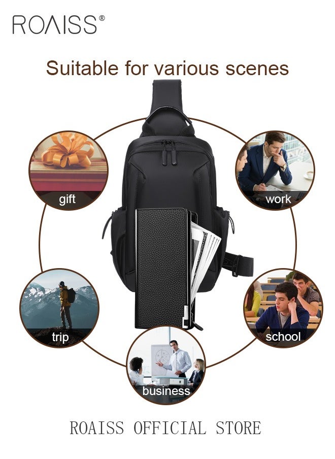2 Piece Bag Set of Sling Bag and Long Wallet for Men Casual One Shoulder Bag Backpack PU Multi-slot Zipper Wallet New Fashion Men's Multifunctional Waterproof Crossbody Bag