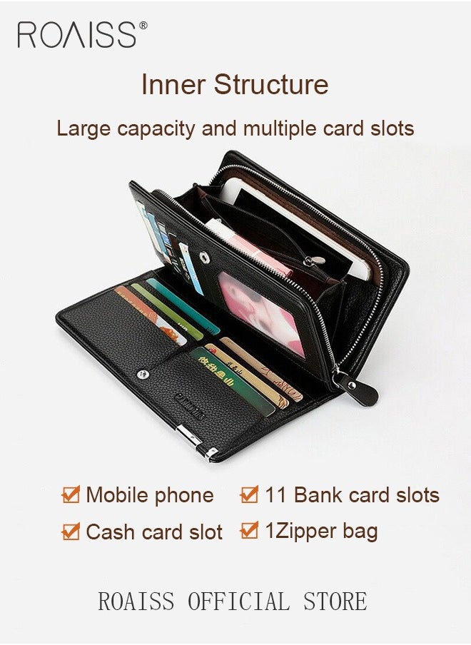 2 Piece Bag Set of Sling Bag and Long Wallet for Men Casual One Shoulder Bag Backpack PU Multi-slot Zipper Wallet New Fashion Men's Multifunctional Waterproof Crossbody Bag