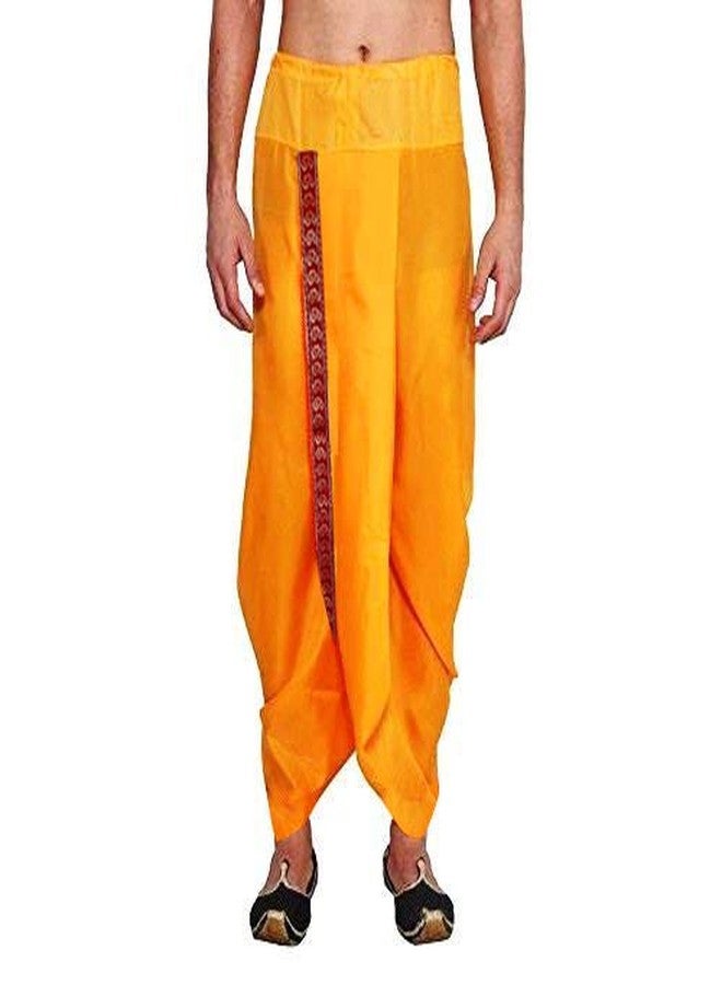 Zeki Boy's Readymade Stitched Ready to Wear Cotton Dhoti Pants(Saffron/Yellow Color, Free Size)