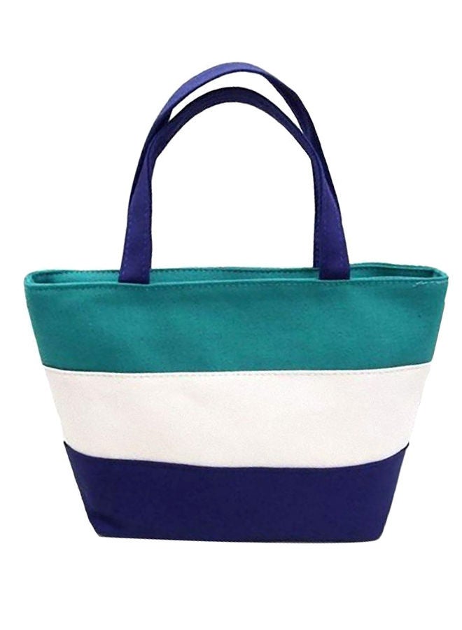 NIBEMINENT Versatile Stripped Pattern Shopper Bag Green/Blue/White - Image 1