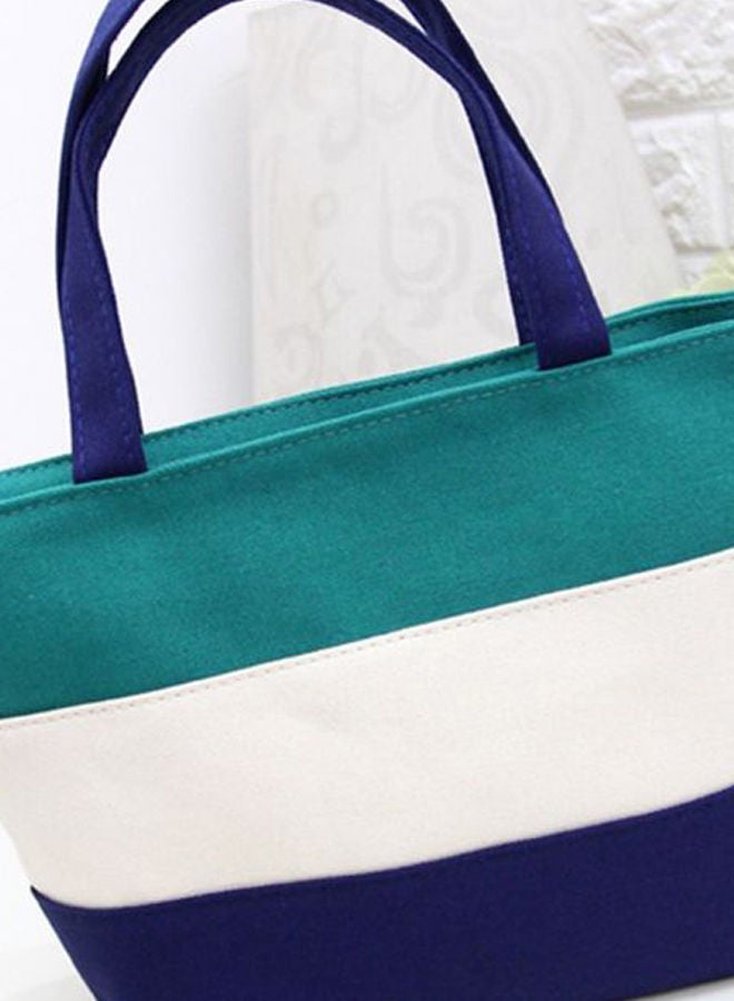 NIBEMINENT Versatile Stripped Pattern Shopper Bag Green/Blue/White - Image 3