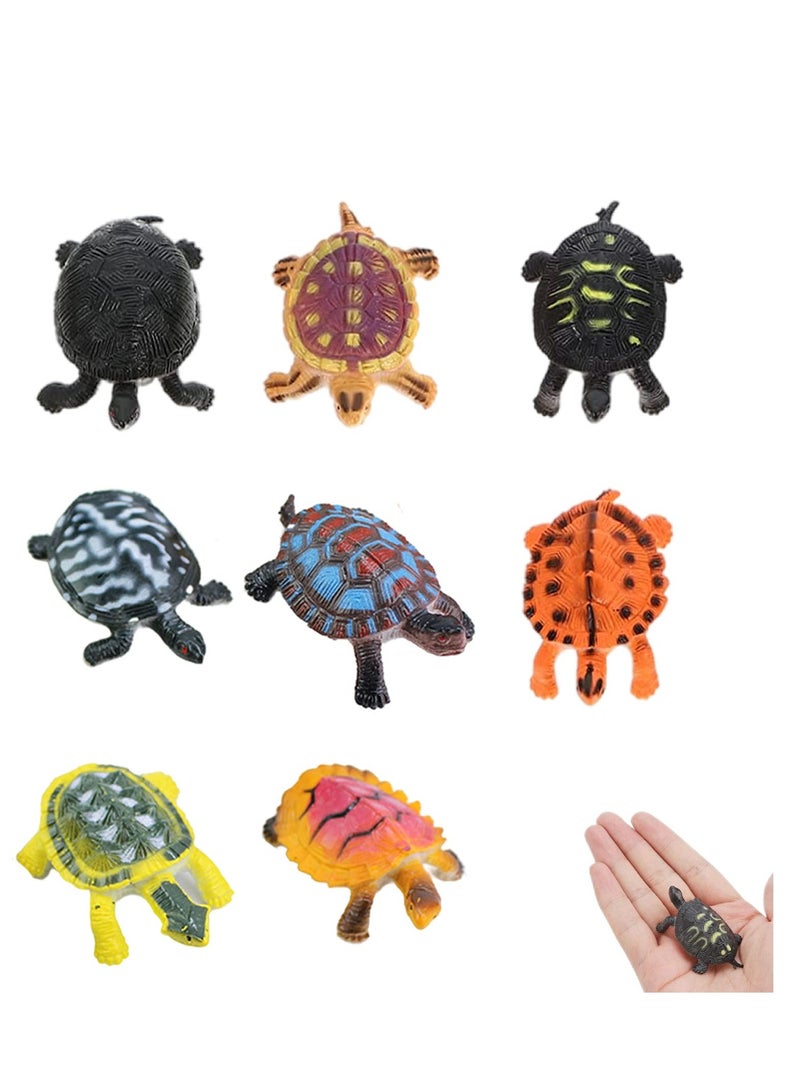 8 Durable Turtle Figurines for Kids, Realistic Mini Tortoise Toys for Bathtub Fun and Party Decorations - Image 1