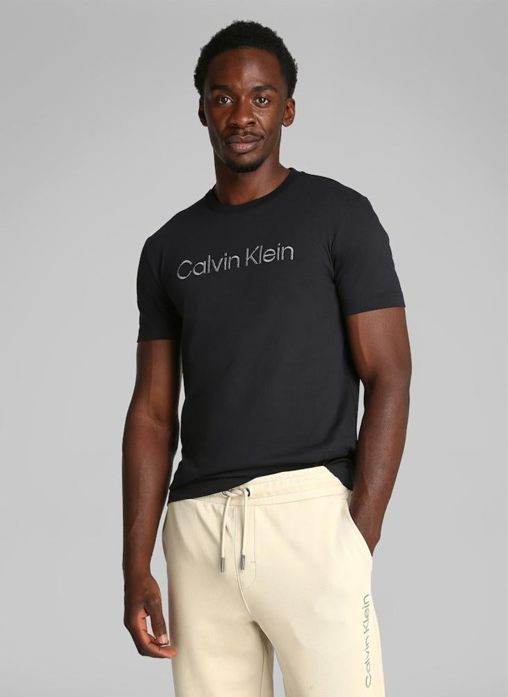 CALVIN KLEIN Textured Embroidery Logo T-Shirt  - Image 1