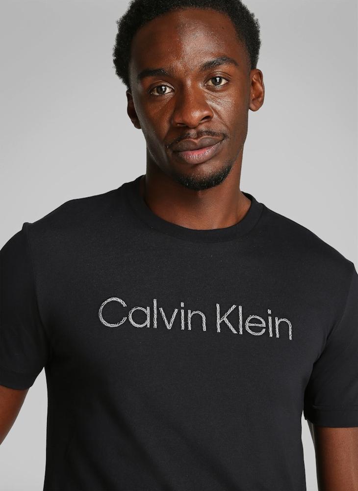 CALVIN KLEIN Textured Embroidery Logo T-Shirt  - Image 3