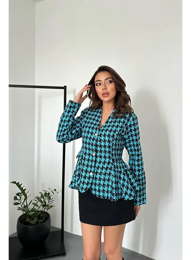 END BLACK Blue Jacket with Back Bow Detail, Size L, Blue.