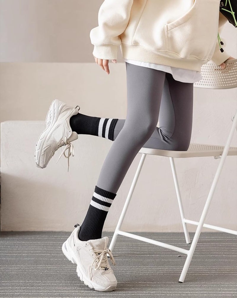 PUJANE 5 Pairs Grip Pilates Socks for Women, Non Slip Yoga Athletic Long Crew Socks for Barre Ballet Gym Workout - Image 3