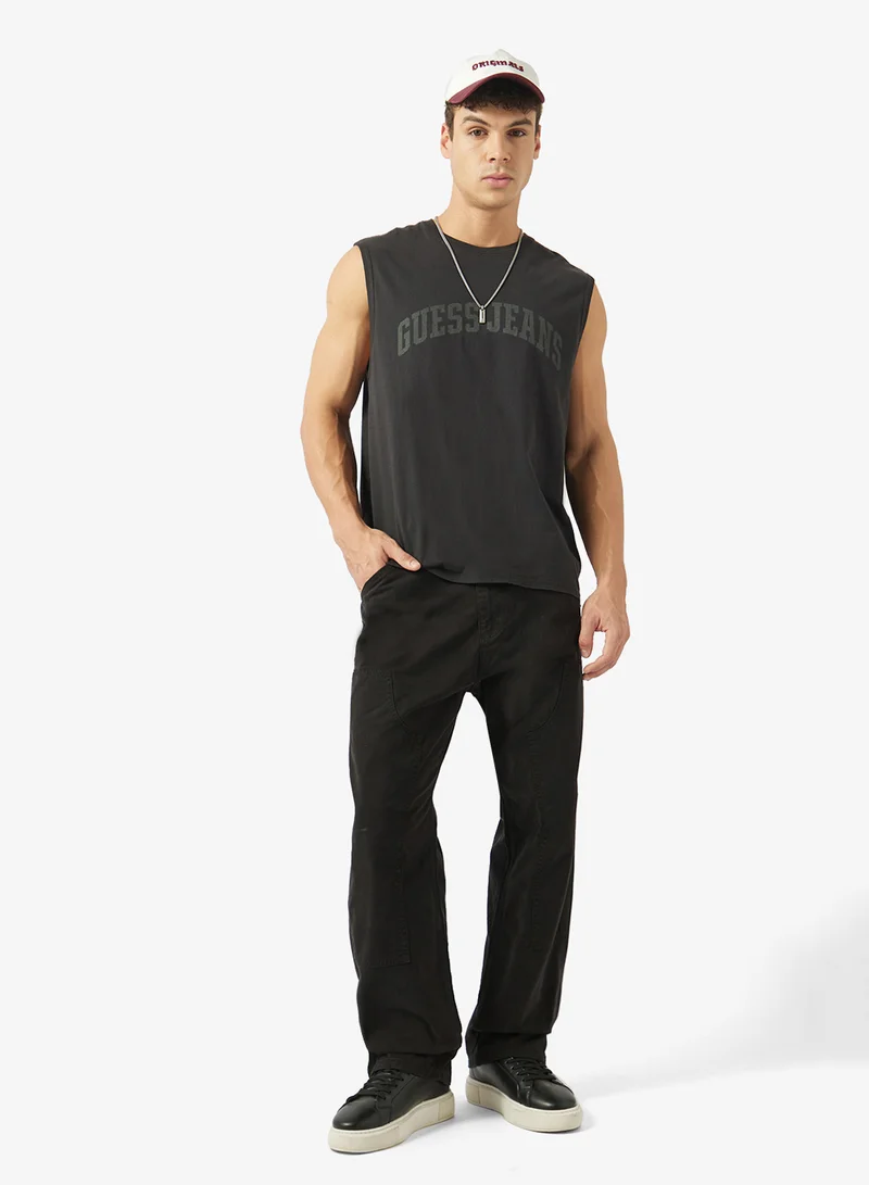 GUESS  Logo Detail Crew Neck Tanks for Men | Best Price UAE