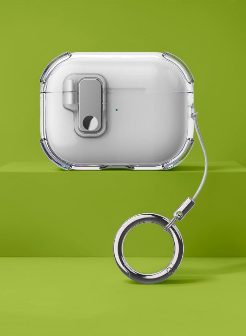AirPods Pro 2 2022/AirPods Pro 2019 Cover Case with Lock, Drop-proof and Shockproof Protective Case Cover with Keychain for Apple AirPods Pro 2/AirPods Pro for Women Men, Transparent - Image 1