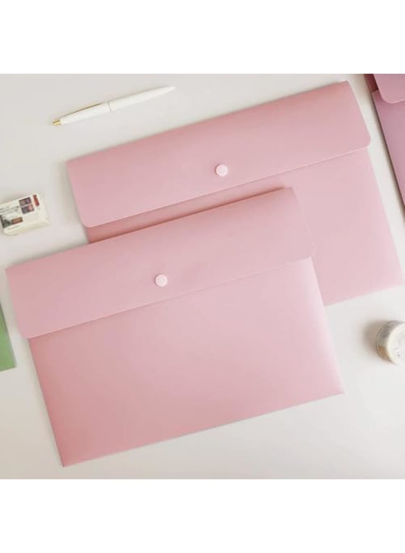 SYOSI Poly File Folders Letter Size A4, Plastic Document Holders with Snap Button Closure, Reusable File Jackets for School, Office, Home Storage and Travel Documents (Pastel Pink, Pack of 5) - Image 2