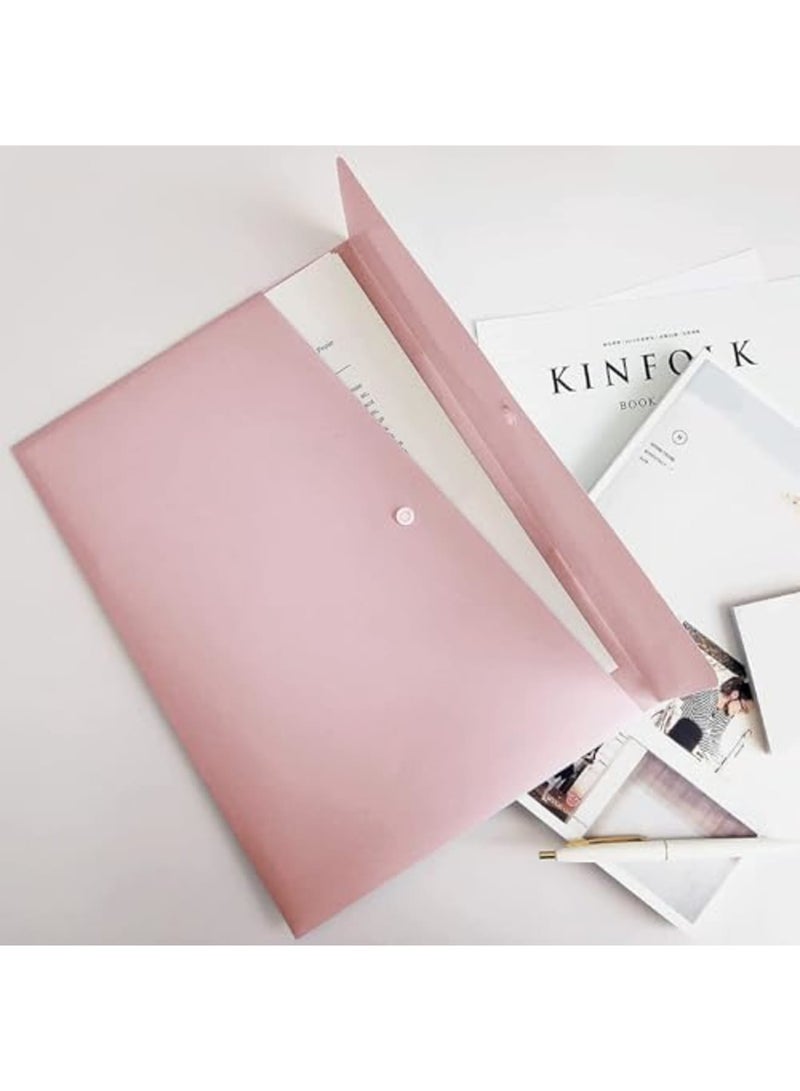 SYOSI Poly File Folders Letter Size A4, Plastic Document Holders with Snap Button Closure, Reusable File Jackets for School, Office, Home Storage and Travel Documents (Pastel Pink, Pack of 5) - Image 5