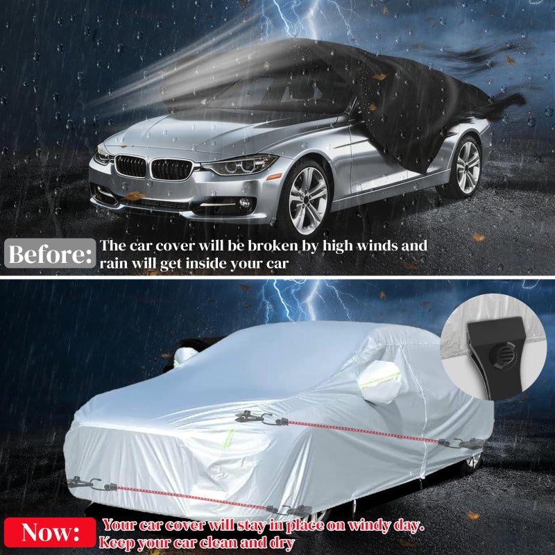 Hlogree 2PCS Car Cover Gust Straps Wind ProtectorBungee Cords Hook Clips Kit Hold Tarp Tie Down from Blowing Off in High WindsUniversal Fit for Most CarsSedansSUVsTrucksVans and MoreRed - Image 4