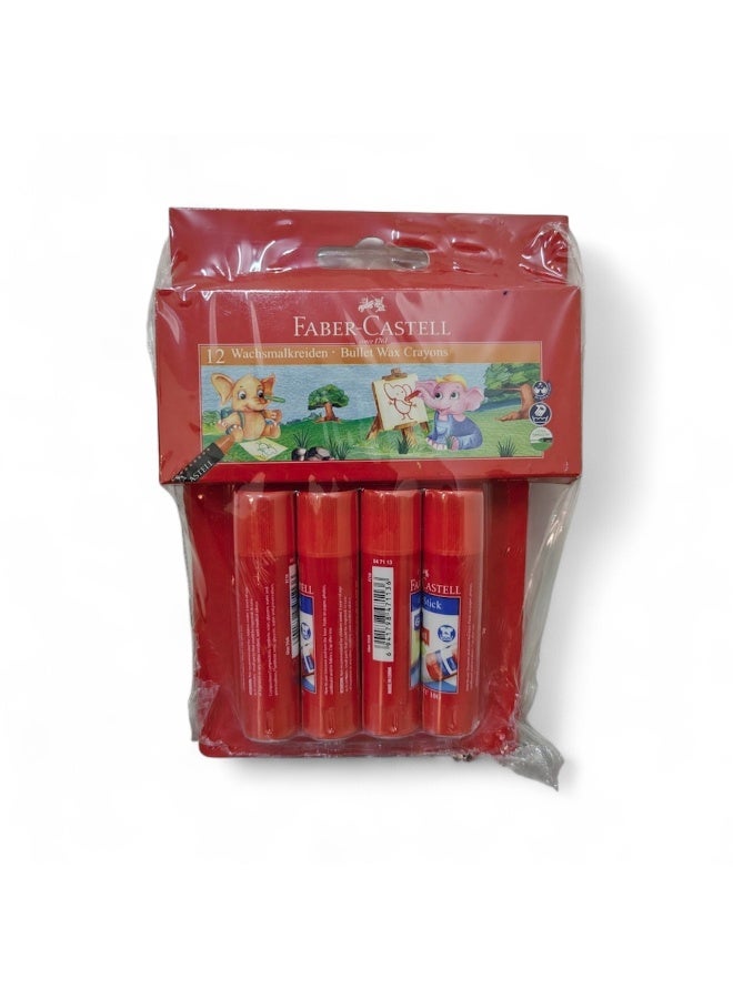 فابير كاستل شمع FC ٥٨ مم ١٢ سل + قلم فايبر ١٢ سل + غراء ١٠ غرام ٤ قطع (حزمة) - Image 1