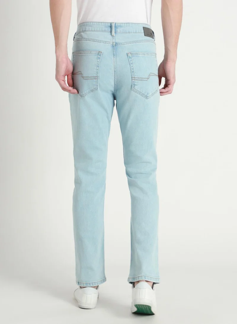 Dennis Lingo Straight Fit Light Blue Men's Jeans with Button & Zip Closure (Denim)