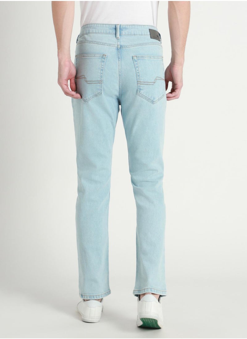 Dennis Lingo Straight Fit Light Blue Men's Jeans with Button & Zip Closure (Denim)  - Image 3