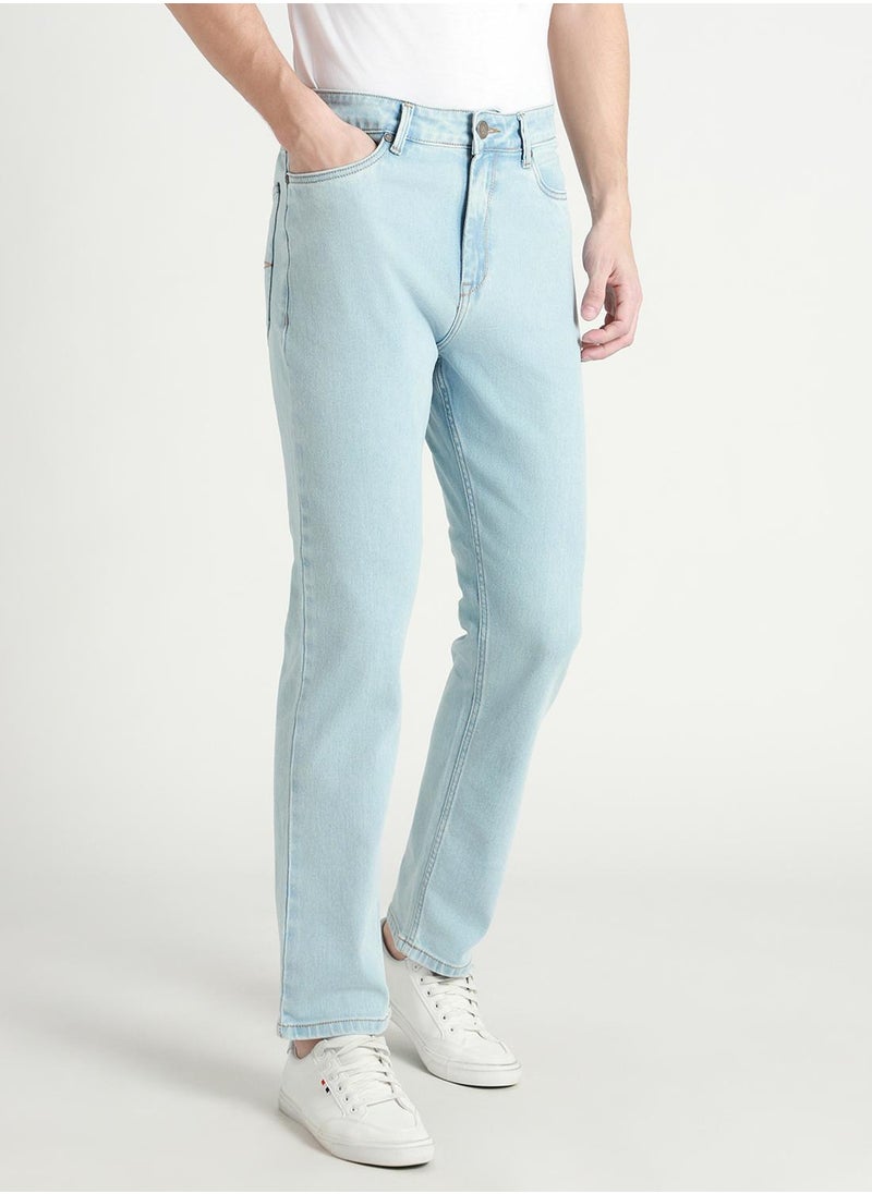 Dennis Lingo Straight Fit Light Blue Men's Jeans with Button & Zip Closure (Denim)  - Image 2