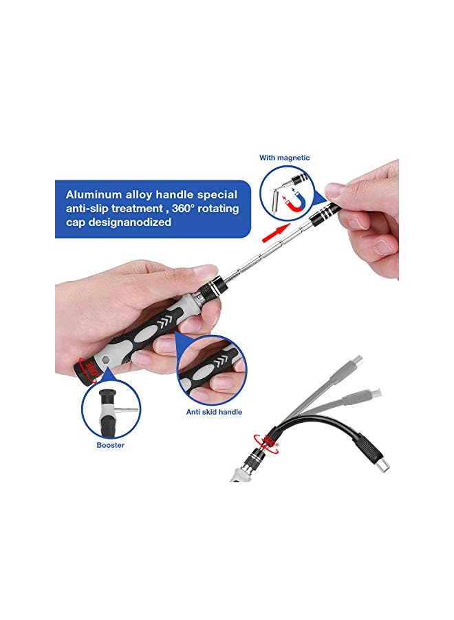 PROMASS مجموعة مفكات دقيقة ميني، 118 في 1 مجموعة مفكات مغناطيسية، مجموعة أدوات إصلاح متعددة الوظائف من الفولاذ المقاوم للصدأ للهاتف، الكمبيوتر المحمول، الكمبيوتر، النظارات، الإلكترونيات، وأكثر - أسود - Image 4