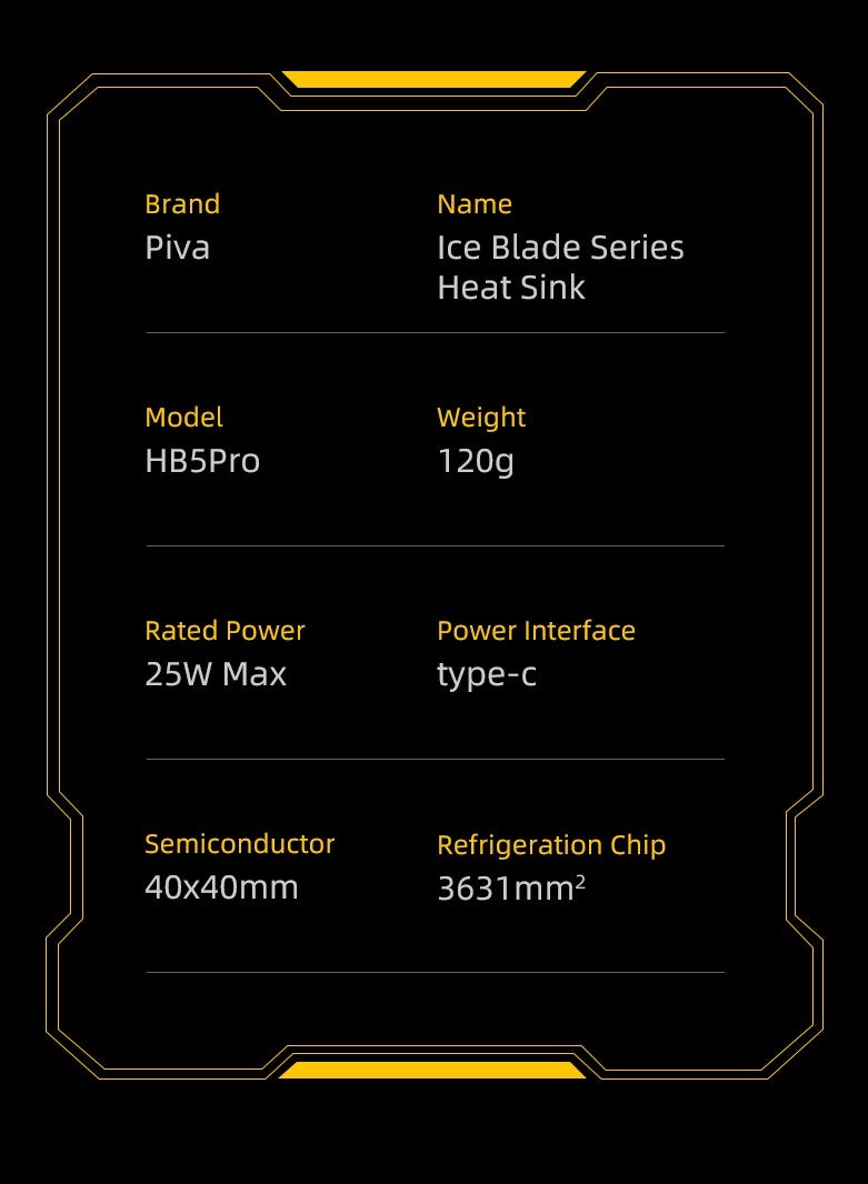 PIVA HB5pro Mobile Phone and Tablet Cooling Fan with 3 Speeds to Meet Cooling Requirements Fast Cooling at 40 Degrees Quickly Reduces Temperature to -46 Degrees Celsius with 25W Different Power and Light Control Button to Adjust Light Color - Image 3