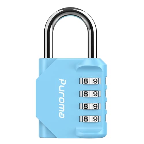 Puroma 1 Pack Combination Lock for Locker 4 Digit Outdoor Waterproof Padlock for School, Gym, Sports, Fence, Toolbox, Gate, Case, Outdoor, Hasp Storage, Cabinets (Sky Blue) - Image 1