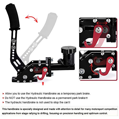 PQY Racing Hydraulic Drift Handbrake Gear Lever W/Oil Tank Hydro E-Brake Rally 3/4 0.75Bar 3/8-24 Parking Adjustable Brake Black - Image 4