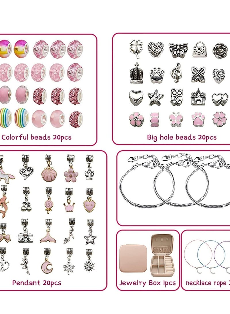 DURKU Handmade Bracelet Making Kit for Girls, 66 PCs Bracelets Kit with Jewelry Box, Jewelry Gift for Adults and Kids (Pink) - Image 2