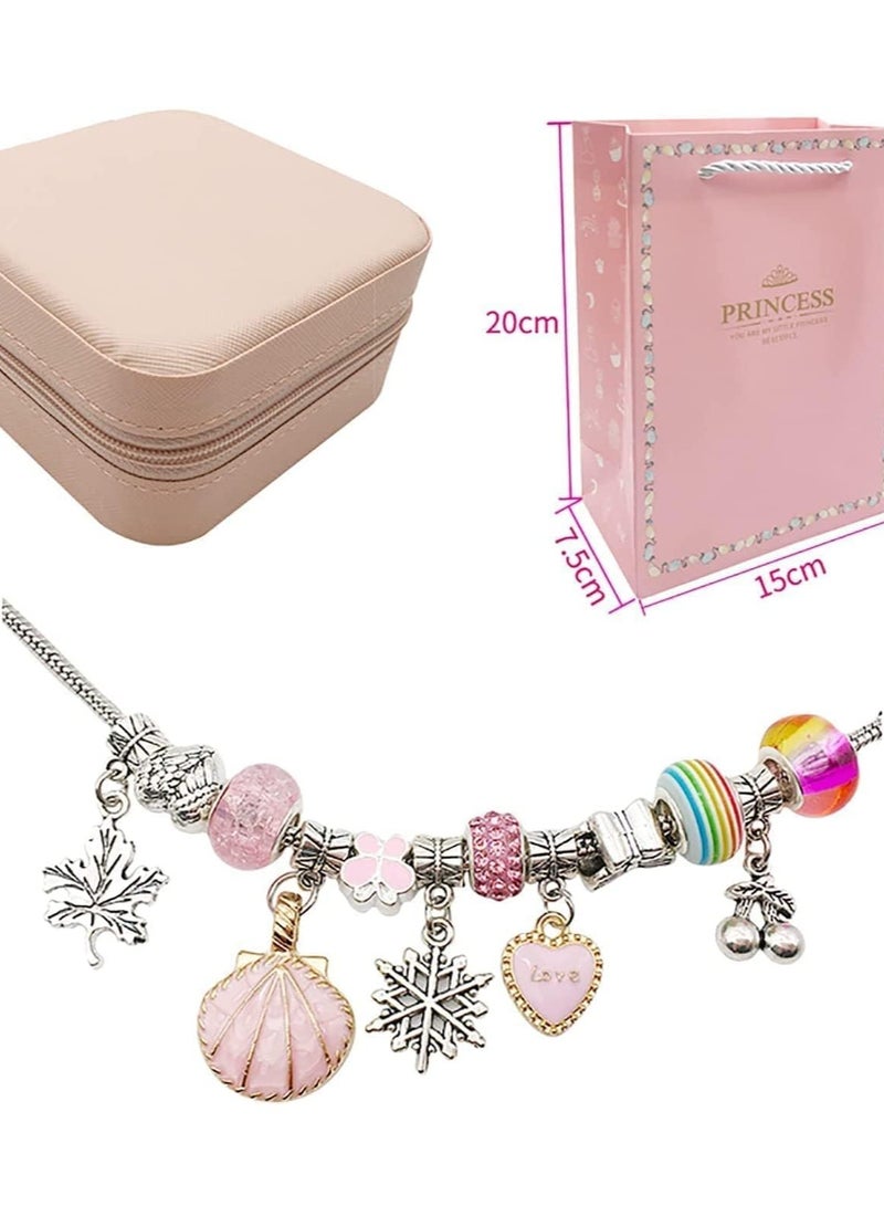 DURKU Handmade Bracelet Making Kit for Girls, 66 PCs Bracelets Kit with Jewelry Box, Jewelry Gift for Adults and Kids (Pink) - Image 3