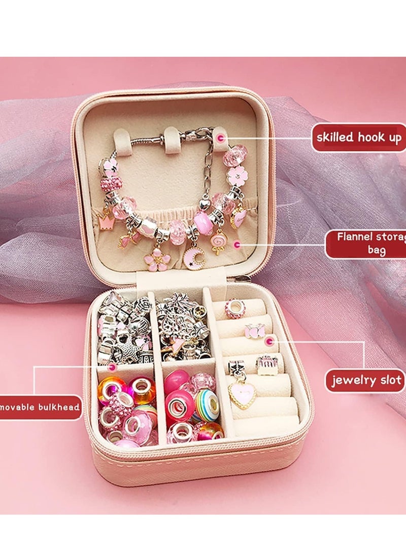 DURKU Handmade Bracelet Making Kit for Girls, 66 PCs Bracelets Kit with Jewelry Box, Jewelry Gift for Adults and Kids (Pink) - Image 4