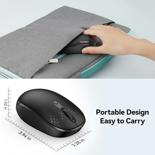 TECKNET Wireless Mouse, 2.4G Quiet Computer Mouse with USB Receiver, 4 Buttons Portable Cordless Mice for Chromebook, Laptop, PC, Mac, 800/1200/1600 DPI - Black - Image 3
