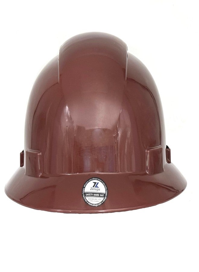 Zeluga 15-440 HDPE Full Brim Hard Hat, Construction Safety Helmet with Vented Holes, 6 Point Adjustable Ratchet Suspension, Meets ANSI/ISEA Z89.1, Brown - Image 3