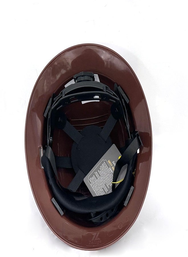 Zeluga 15-440 HDPE Full Brim Hard Hat, Construction Safety Helmet with Vented Holes, 6 Point Adjustable Ratchet Suspension, Meets ANSI/ISEA Z89.1, Brown - Image 4