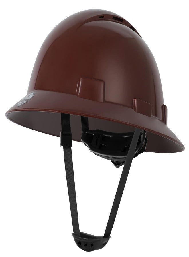 Zeluga 15-440 HDPE Full Brim Hard Hat, Construction Safety Helmet with Vented Holes, 6 Point Adjustable Ratchet Suspension, Meets ANSI/ISEA Z89.1, Brown - Image 1