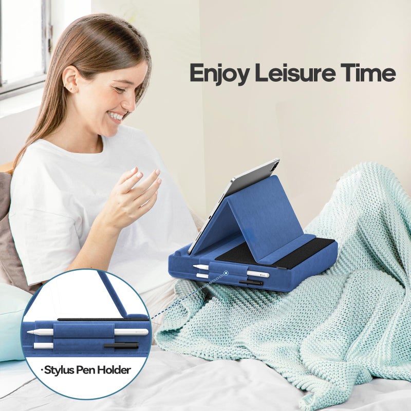 KDD Tablet Pillow Stand, Multi-Angle Viewing Ipad Holder for Lap, Bed and Desk, Foldable Soft Pad Dock with Stylus Mount Compatible with Ipad Pro 12.9, 10.5, 11, Air, Mini, Phones, Books, E-Reader - Image 3