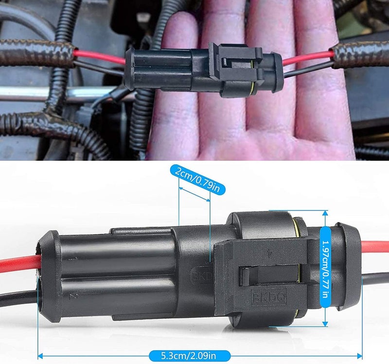 ZOZOE 6 Kit 2 Pin Car Connector Waterproof Electrical Connector, Male and Female Way 18 AWG Wire Plug Socket Kit for Truck, Motorcycle, Boat and Other Wire Connection - Image 3