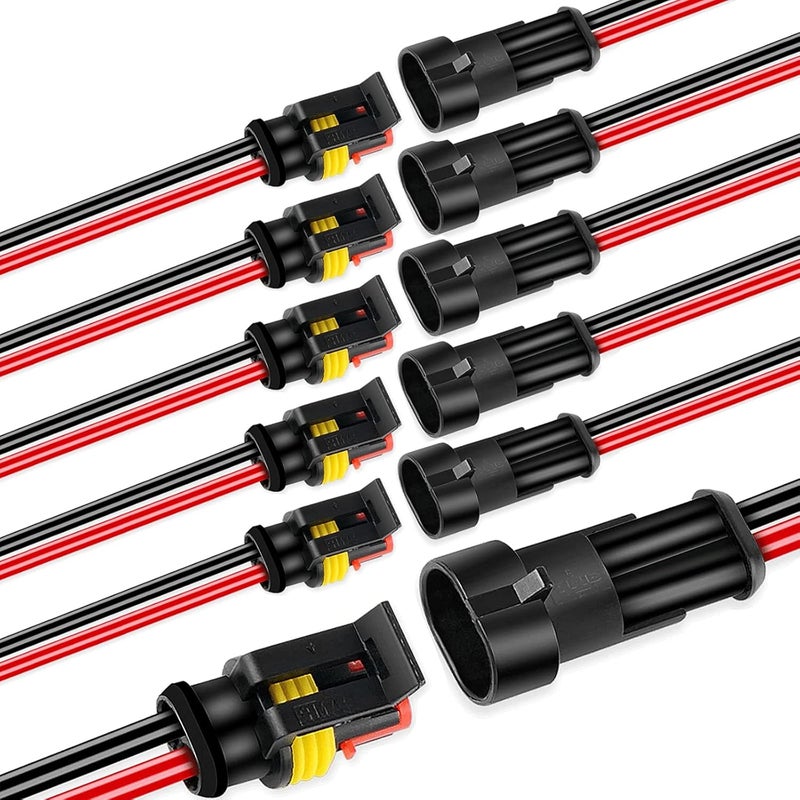 ZOZOE 6 Kit 2 Pin Car Connector Waterproof Electrical Connector, Male and Female Way 18 AWG Wire Plug Socket Kit for Truck, Motorcycle, Boat and Other Wire Connection - Image 1