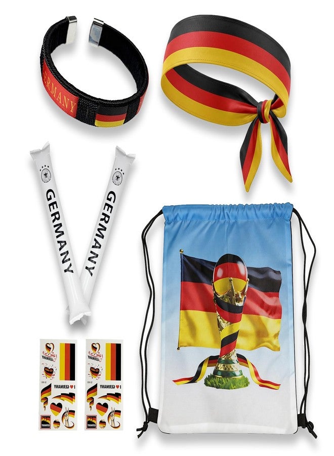 KINFAVOU 2026 World Cup Germany Soccer Fan Gear Set, 7-Piece Drawstring Backpack Decoration & Storage Set for World Cup & Patriotic Holidays - Image 1