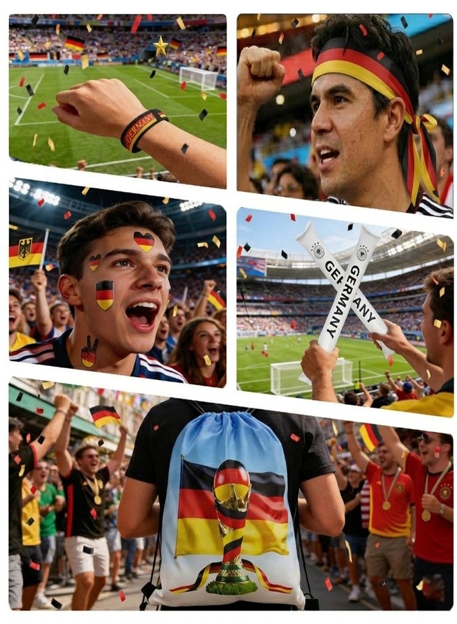 KINFAVOU 2026 World Cup Germany Soccer Fan Gear Set, 7-Piece Drawstring Backpack Decoration & Storage Set for World Cup & Patriotic Holidays - Image 5