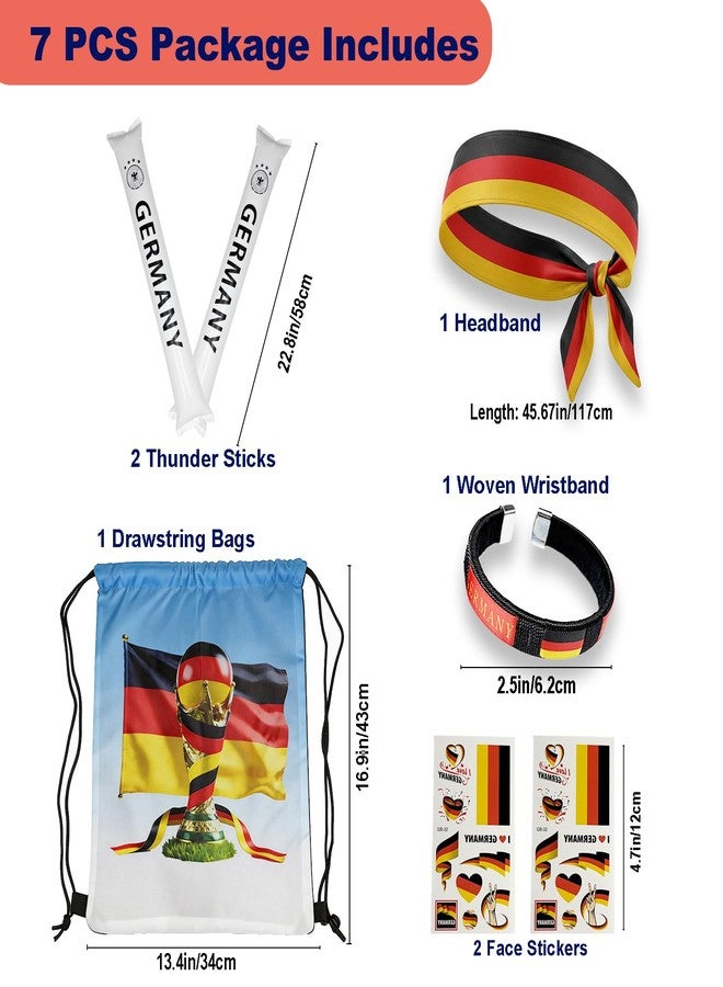 KINFAVOU 2026 World Cup Germany Soccer Fan Gear Set, 7-Piece Drawstring Backpack Decoration & Storage Set for World Cup & Patriotic Holidays - Image 3