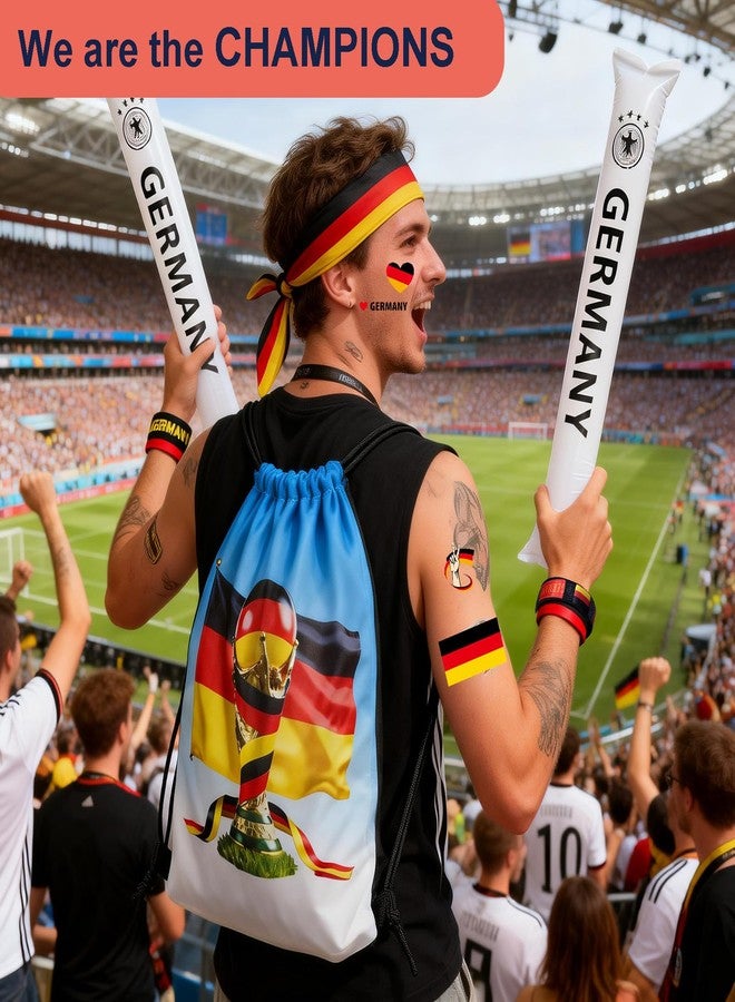 KINFAVOU 2026 World Cup Germany Soccer Fan Gear Set, 7-Piece Drawstring Backpack Decoration & Storage Set for World Cup & Patriotic Holidays - Image 2
