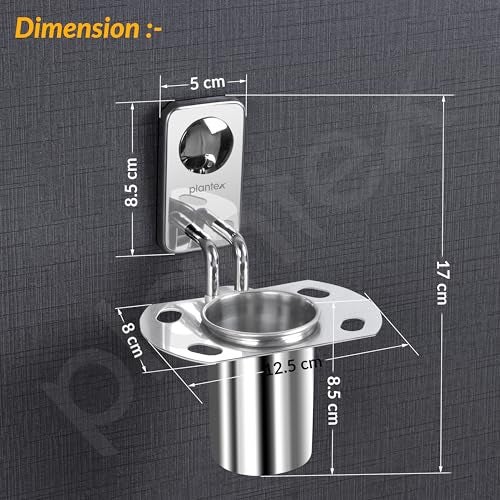 Plantex Metro Platinum Stainless Steel Tooth Brush Holder/Tumbler Holder/Bathroom Accessories - Image 5