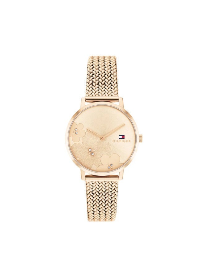Tommy Hilfiger Women’s Rose Gold Stainless Steel Mesh Watch – Champagne Dial, Crystal Accents (1782603) - Image 1