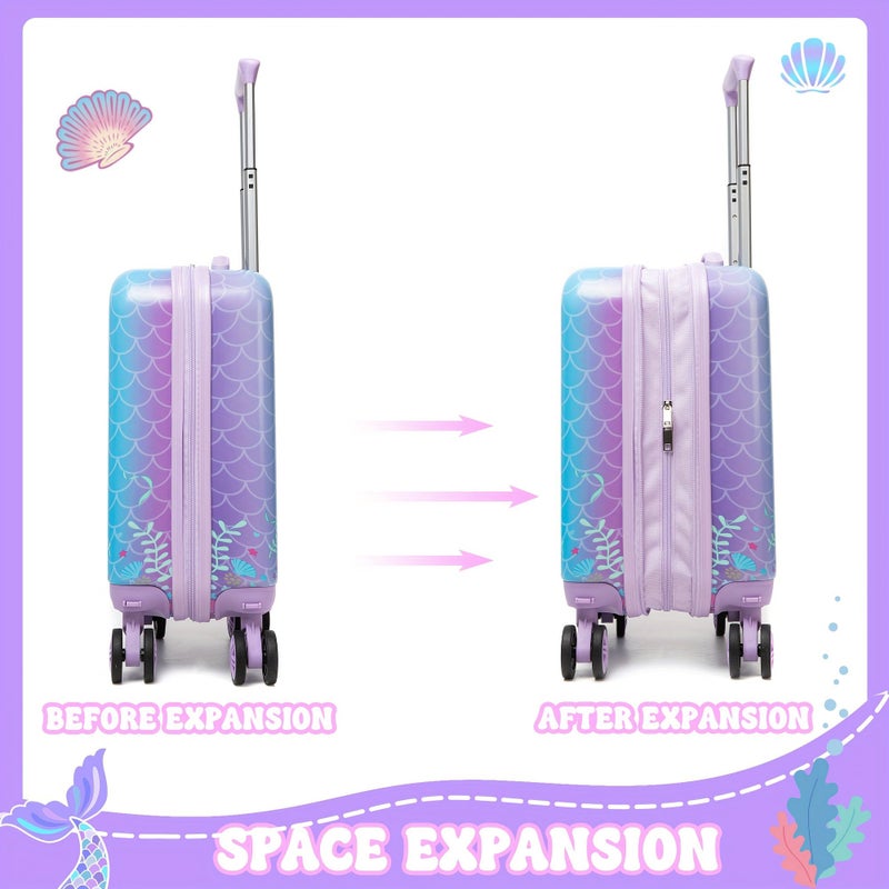 3 Piece Mermaid Luggage Set With 13 Inch Backpack And 360 Degree Spinner Carry On For Travel And Kids Gifts LXX1013-3beike - Image 3