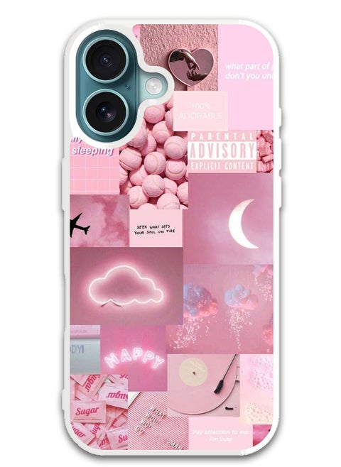 Protective Case Cover For APPLE IPHONE 16 Plus Random Asthetic (White Bumper)