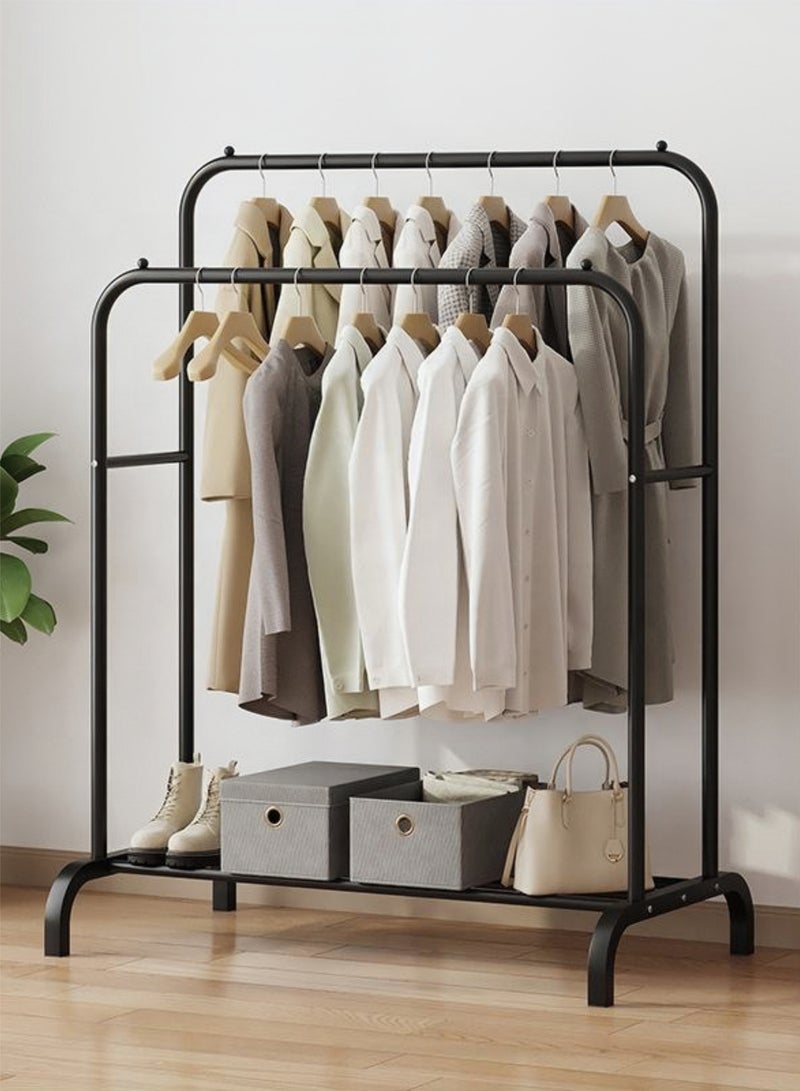 Noon East Metal Clothes Hanger Organizer and Clothes Stand with Wheels - Black 146x110x55 cm - Image 1